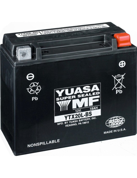Yuasa Battery - 18 Amps Wet (YTX20L-BS)